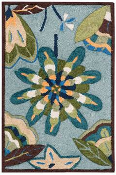 Nourison Fantasy Blue Rectangle 2x3 ft Polyester Carpet 97951