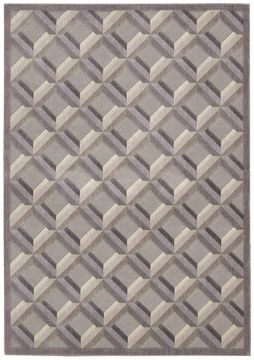 Nourison GRAPHIC ILLUSIONS Grey Rectangle 2x4 ft acrylic Carpet 98602