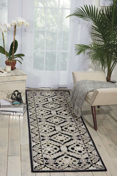 Nourison GRAPHIC ILLUSIONS Black Runner 23 X 80 Area Rug 99446221858 805-98612 Image 1