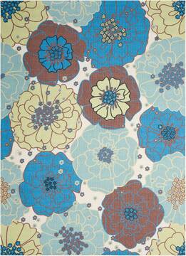 Nourison Home & Garden Blue Rectangle 5x7 ft Polyester Carpet 98839