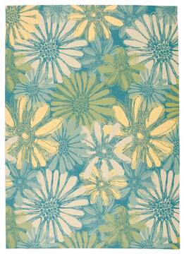 Nourison Home & Garden Blue Rectangle 10x13 ft Polyester Carpet 98844