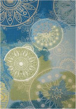 Nourison Home & Garden Blue Rectangle 10x13 ft Polyester Carpet 98916