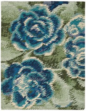 Nourison IMPRESSIONIST Blue Rectangle 4x6 ft Wool Carpet 98936
